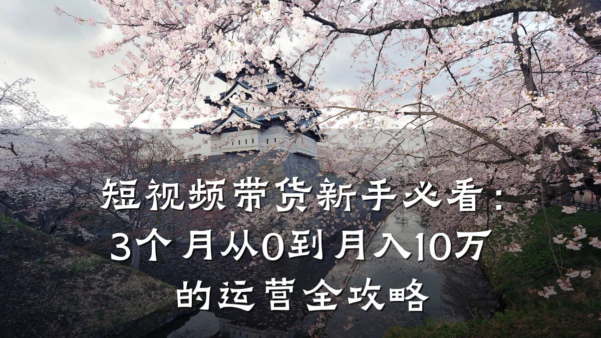 短视频带货新手必看:3个月从0到月入10万的运营全攻略