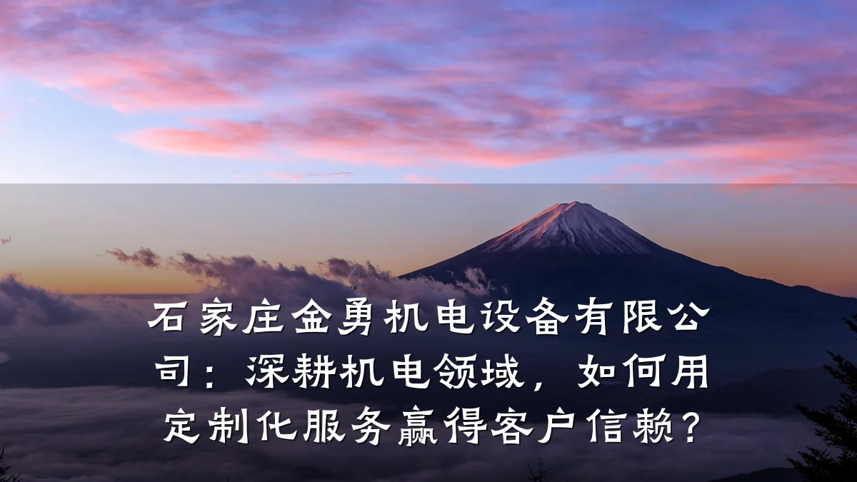 石家庄金勇机电设备有限公司:深耕机电领域,如何用定制化服务赢得客户信赖?